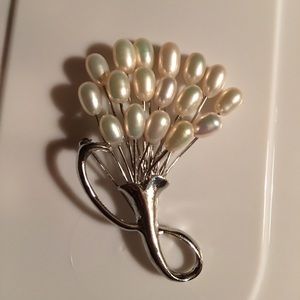 Beautiful White iridescent Freshwater pearl Brooch